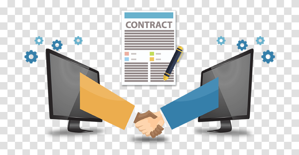 Contracts Smart Contract Development, Hand, Handshake, Monitor, Screen Transparent Png