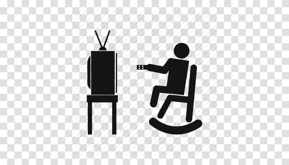 Control Human Leisure Man Person Tv Watch Icon, Furniture, Rocking Chair, Silhouette Transparent Png
