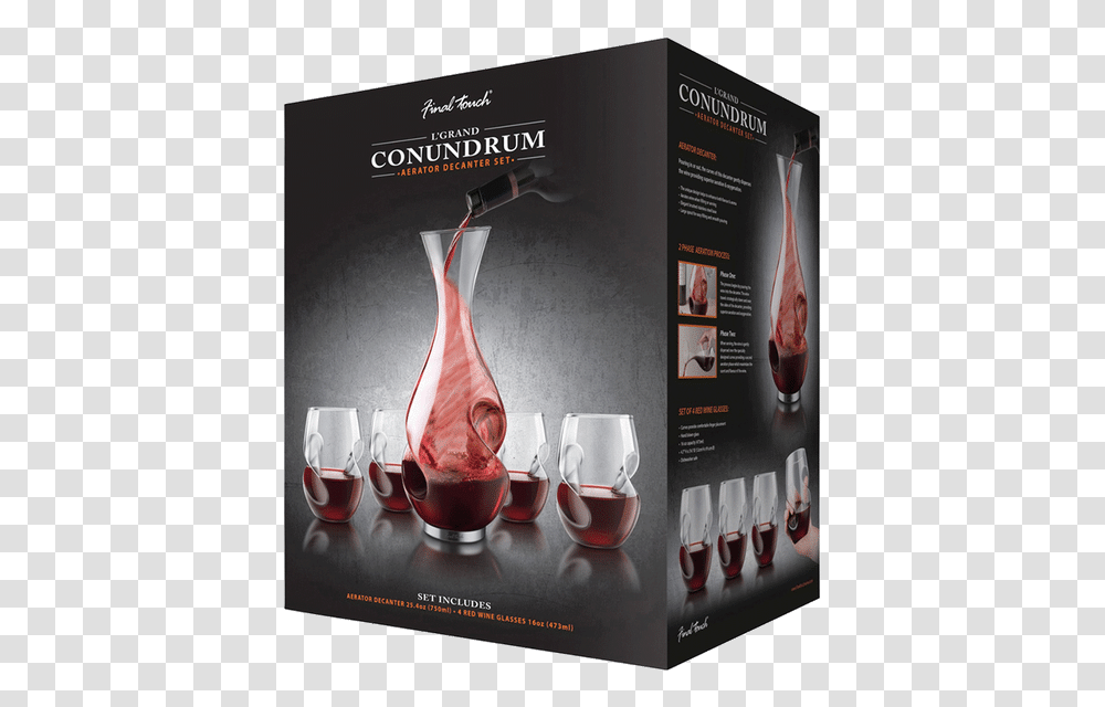Conundrum Decanter Set Final Touch Conundrum Decanter, Glass, Beverage, Wine, Alcohol Transparent Png