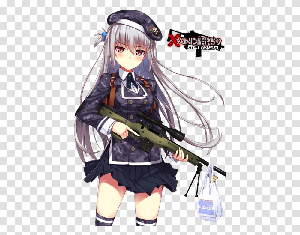 Convenience Store Gunslinger School Girl By Xandier59 Anime Girls With Guns Loli Hd, Comics, Book, Weapon, Weaponry Transparent Png