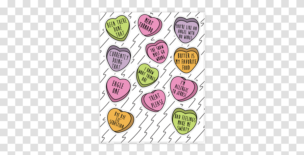 Conversation Hearts Sticker And Decal Girly, Label, Text, Word, Drawing Transparent Png