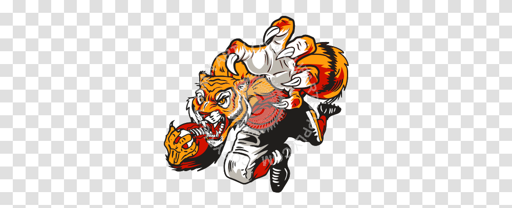 Convert To Base64 Tiger Cartoon Tiger Playing Football Clipart, Dragon, Crowd, Graphics, Carnival Transparent Png