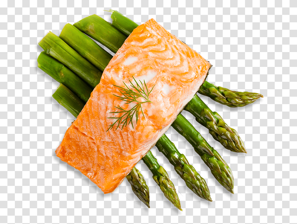 Cooked Salmon, Plant, Asparagus, Vegetable, Food Transparent Png