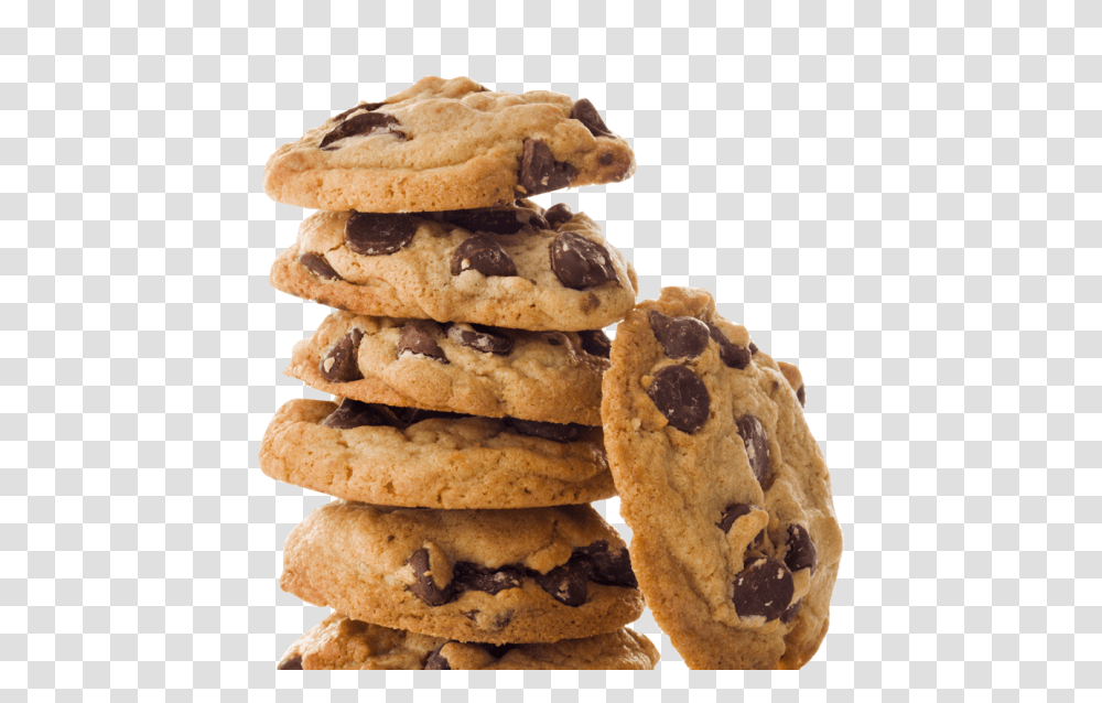 Cookie Stack Of Chocolate Chip Cookies, Food, Biscuit, Bread, Burger Transparent Png