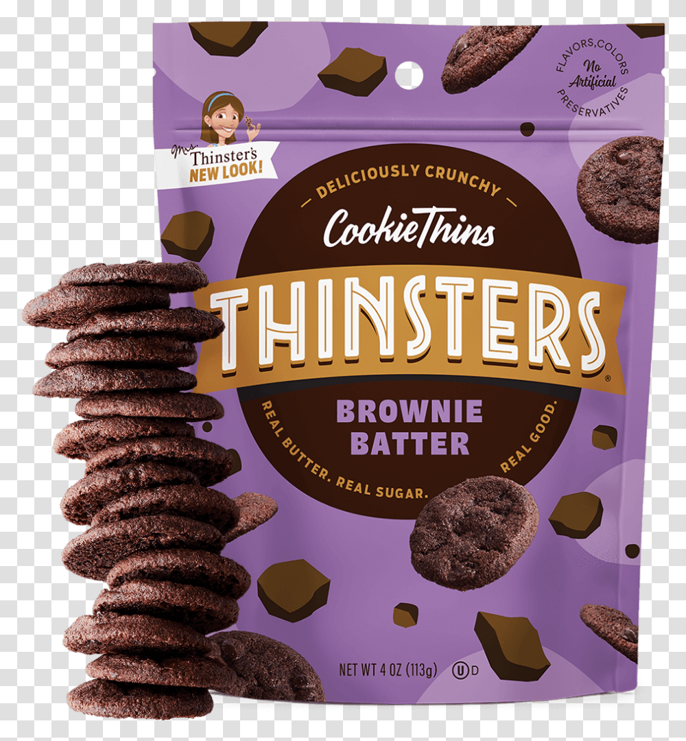 Cookie Thins Thinsters, Chocolate, Dessert, Food, Advertisement Transparent Png