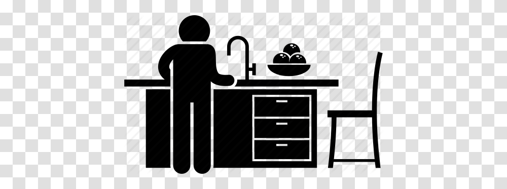 Cooking Island Kitchen Kitchen Island Man Person Table Icon, Piano, Computer Keyboard, Electronics Transparent Png