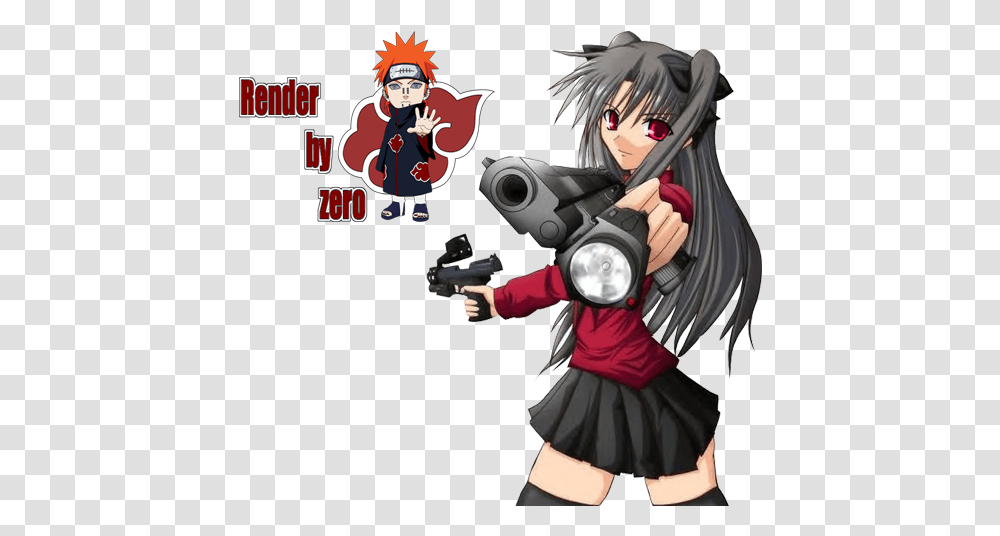 Cool Anime Girl With Gun, Comics, Book, Costume, Person Transparent Png