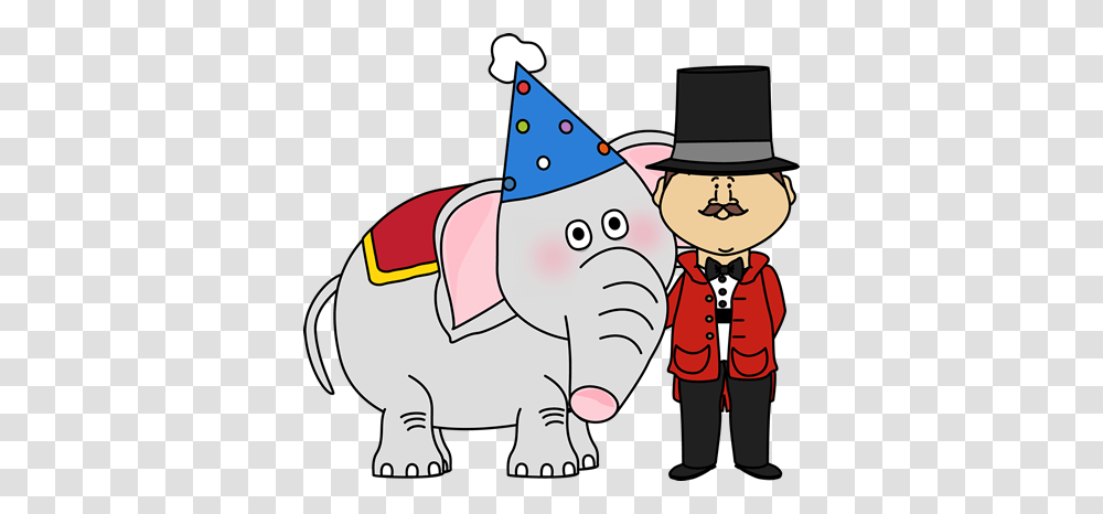 Cool Circus Elephant Clipart Circus Elephant And Ringmaster Clip, Apparel, Hat, Party Hat Transparent Png