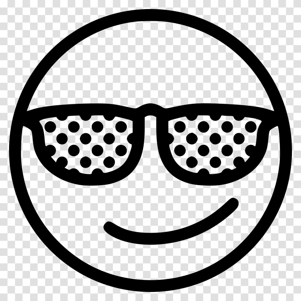 Cool Cool Emoticon Black And White, Label, Stencil, Sunglasses Transparent Png