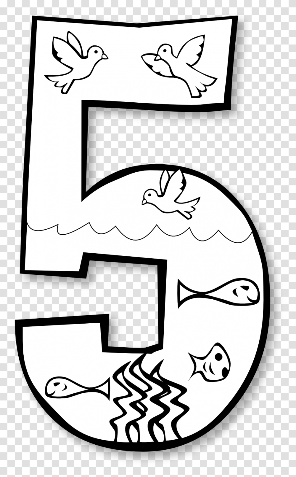 Cool Creation Day Number Ge Black White Line Art Scalable, Bird, Animal Transparent Png