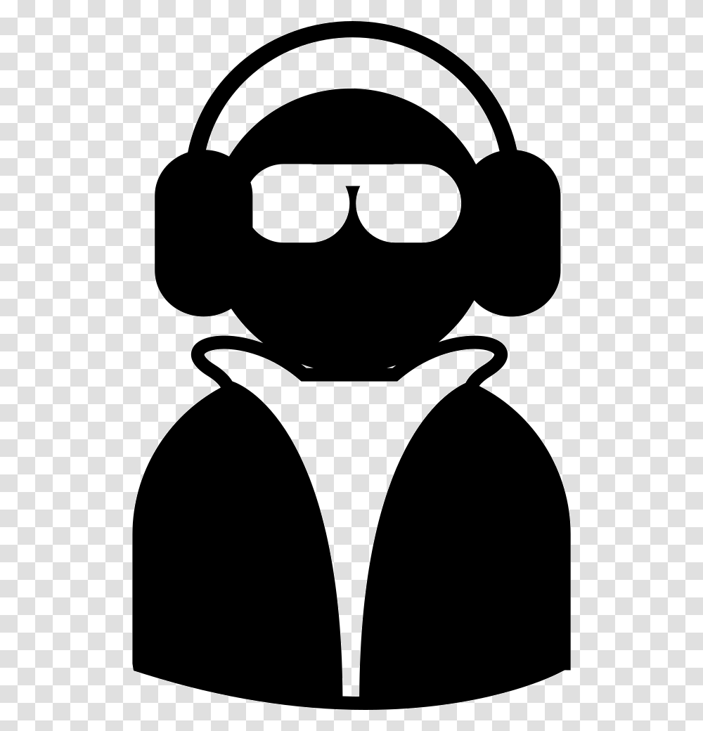 Cool Dude With Shades Earphones And Jacket Cool Dude Icon, Stencil, Sunglasses, Accessories, Accessory Transparent Png