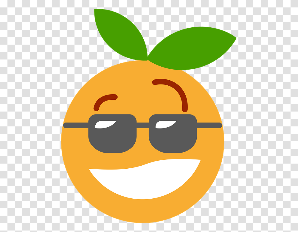 Cool Emoji Orange Cartoon, Label, Text, Plant, Fruit Transparent Png