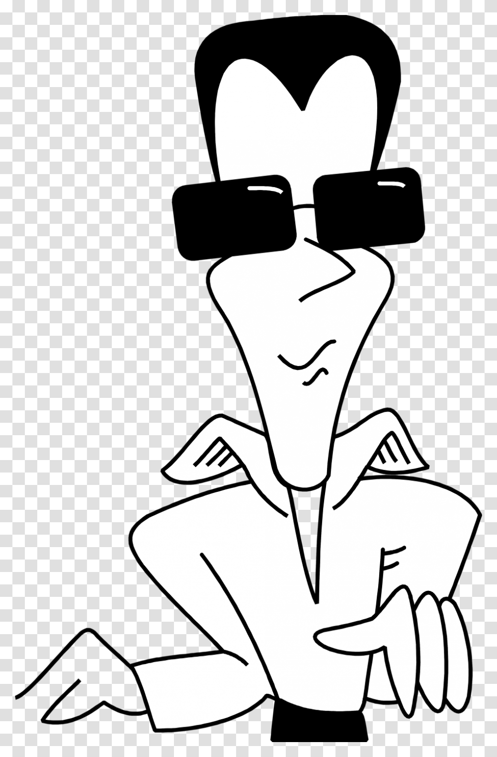 Cool Glasses Cool Guy Cartoon Black And White, Stencil Transparent Png