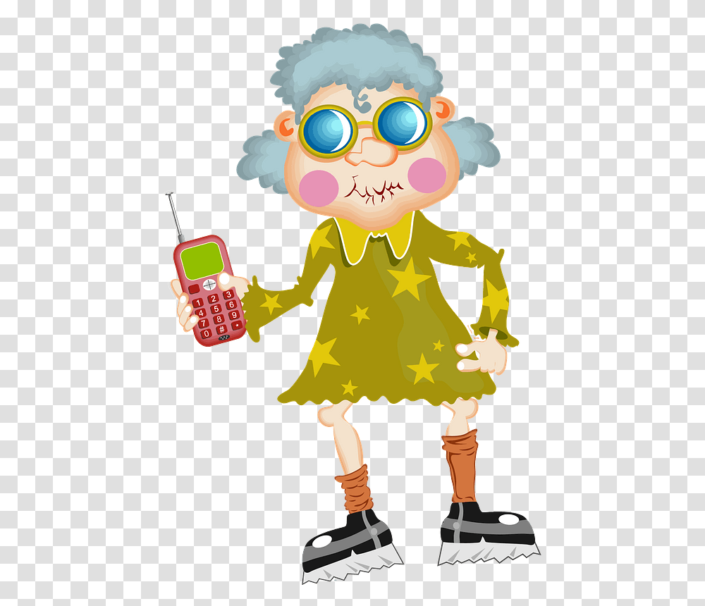 Cool Grandma With A Cellphone Clipart, Apparel, Coat, Electronics Transparent Png