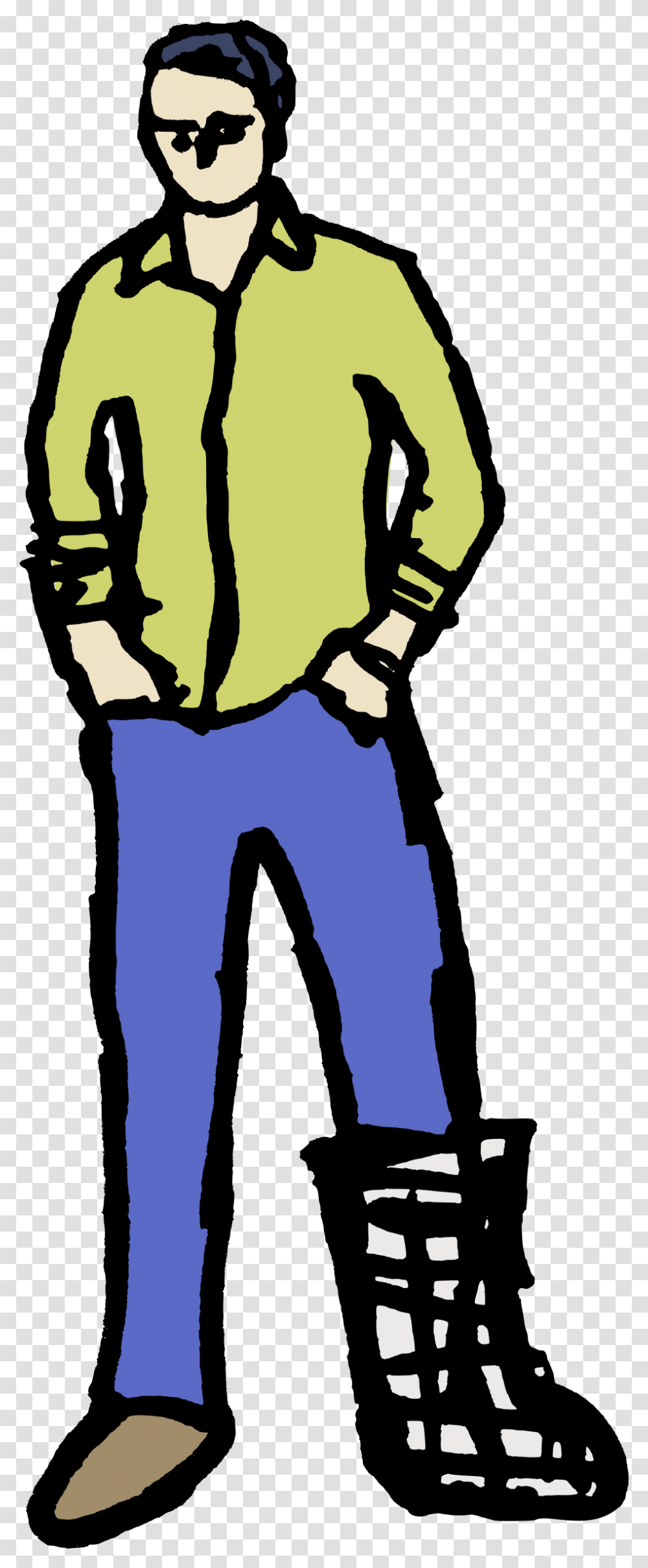 Cool Man In A Cast Icons, Sleeve, Person, Pants Transparent Png