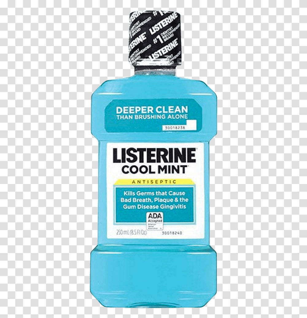 Cool Mint Listerine Antiseptic Mouthwash Listerine Listerine Mouthwash, Label, Cosmetics, Bottle Transparent Png