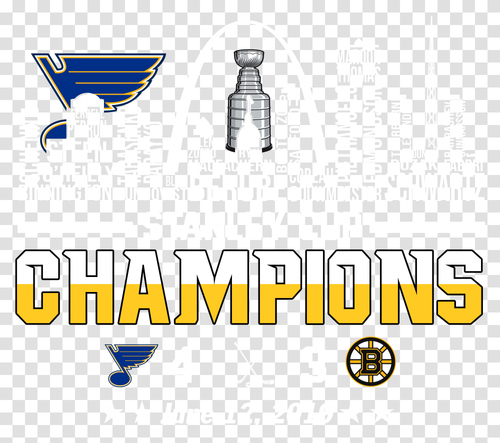 Cool St Louis Blues 2019 Stanley Cup Champions Team Name Shirt Graphic Design, Poster, Advertisement, Flyer, Paper Transparent Png