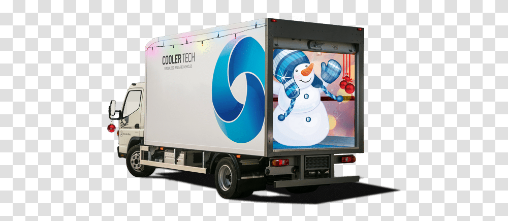 Coolertech Christmasbanner Coolertech Trailer Truck, Vehicle, Transportation, Van, Snowman Transparent Png