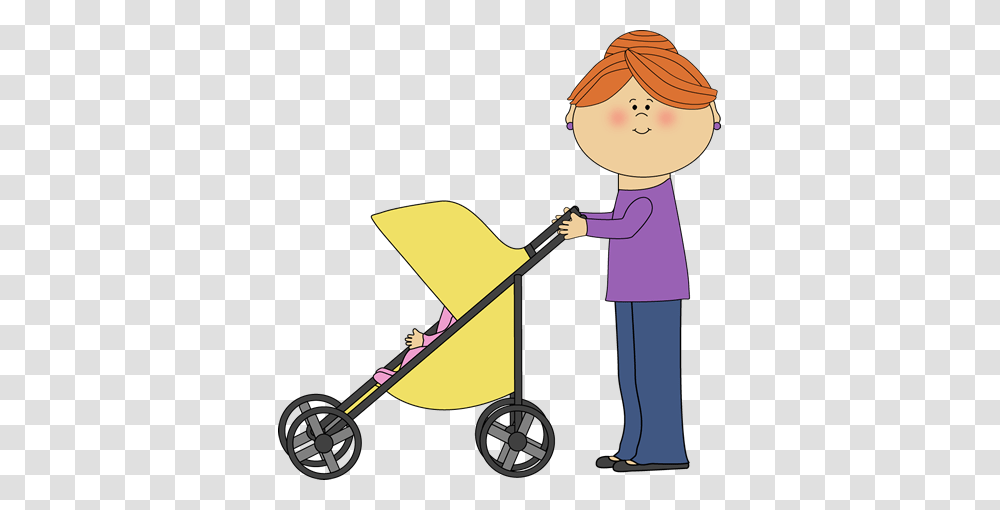 Coolest Push Clipart Mom Pushing Baby Stroller Clip Art Image, Person, Human, Transportation, Vehicle Transparent Png