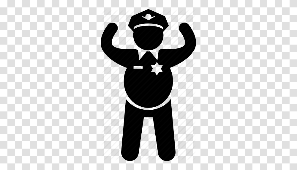 Cop Fat Muscle Muscular Police Policeman Strong Icon, Piano, Leisure Activities, Musical Instrument, Hand Transparent Png