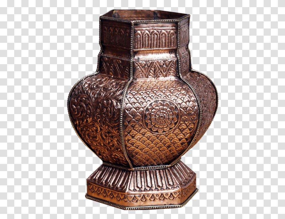 Copper Art Flower Pot Urn, Jar, Pottery, Vase, Purse Transparent Png