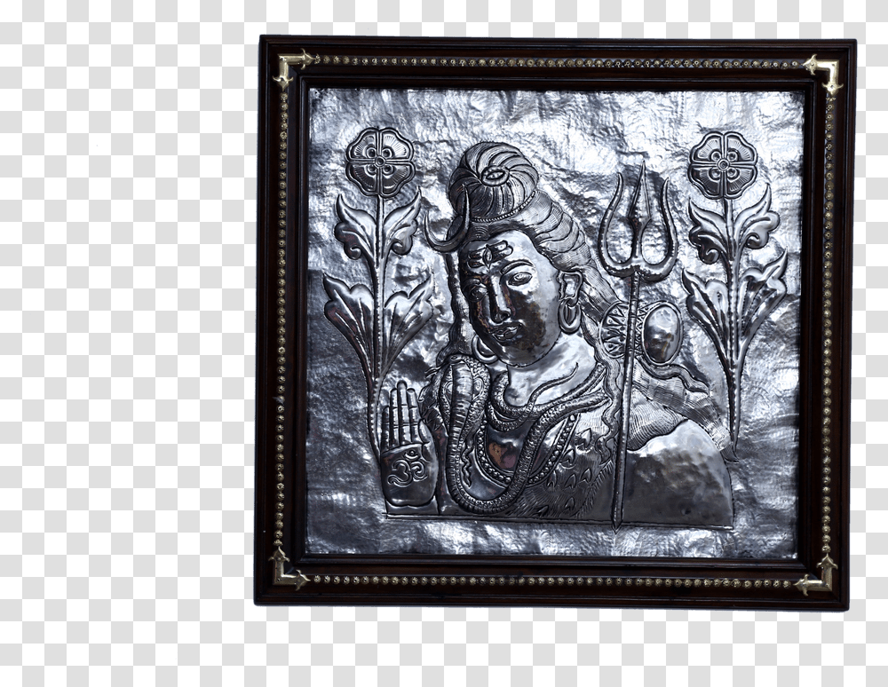 Copper Art Vastu Lord Shiva With Wooden Frame Carving, Head, Drawing, Person, Painting Transparent Png