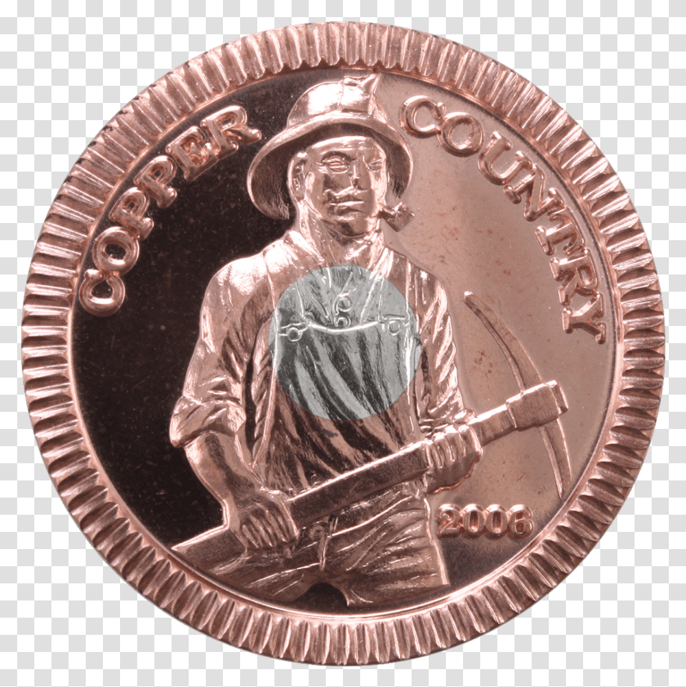 Copper Country Bi Metal Bullion Coin, Money, Person, Human, Nickel Transparent Png
