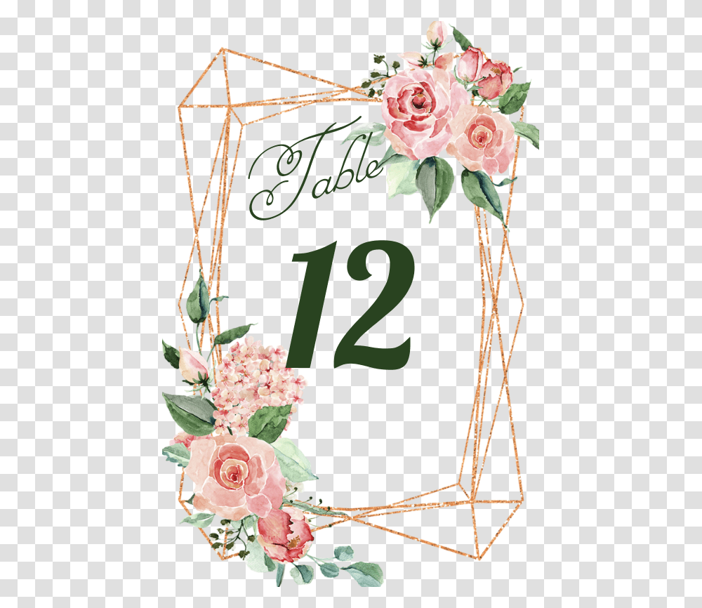 Copper Geometric Watercolor Roses Watercolor Flower Frame, Plant, Blossom, Number Transparent Png