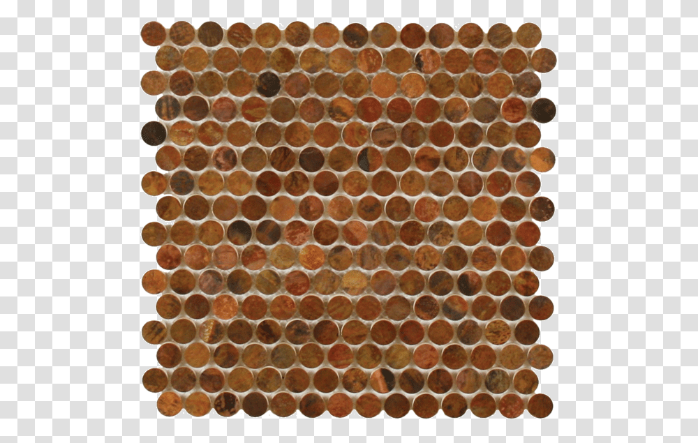 Copper Penny Round Tile, Food, Honeycomb, Rug, Roof Transparent Png