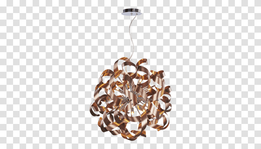 Copper Ribbon Ceiling Light, Lamp, Chandelier, Person, Human Transparent Png