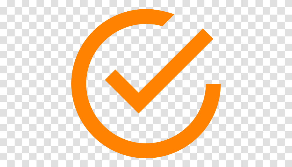 Copy Protection Solution For Mql Scripts Orange Tick Logo In Circle, Alphabet, Text, Symbol, Axe Transparent Png