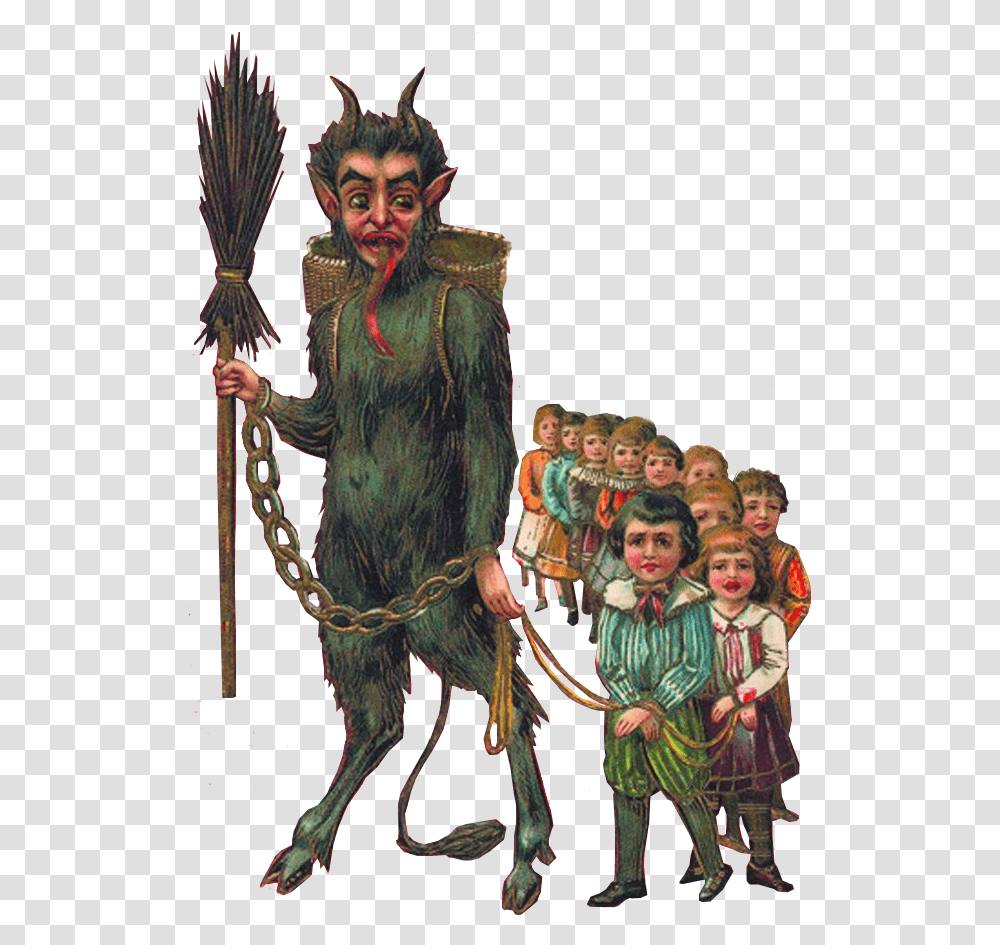 Copyright Free Image Of Krampus Leading A Group, Person, Costume, Painting Transparent Png