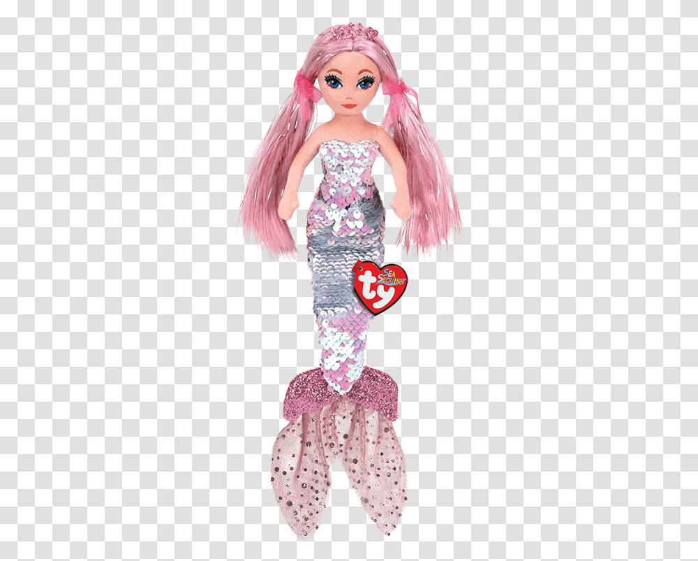 Cora Sequin Pink Mermaid Ty Cora Mermaid, Doll, Toy, Art, Clothing Transparent Png