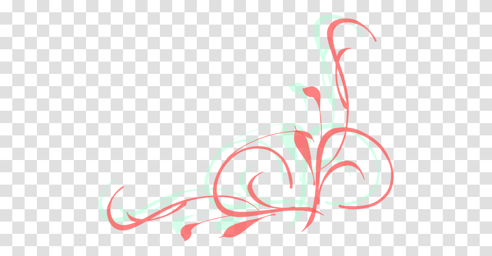 Coral And Mint Green Swirl Clip Art, Floral Design, Pattern Transparent Png