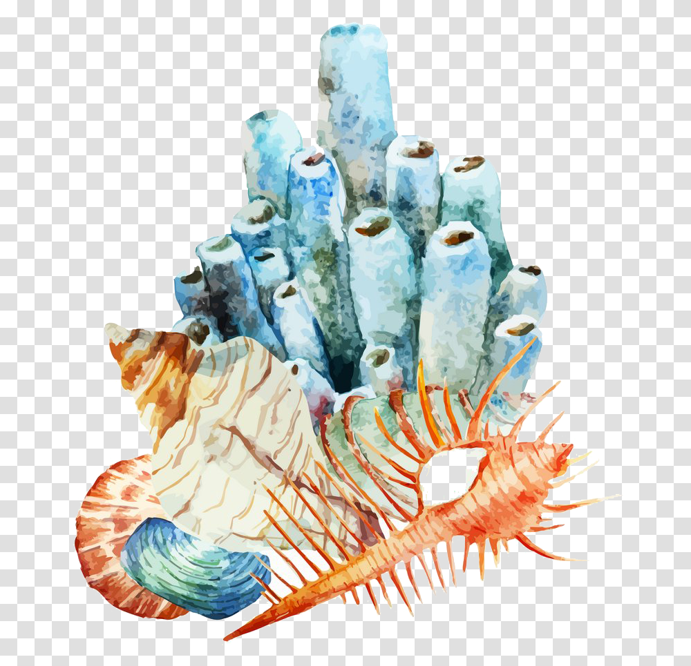 Coral Reef Watercolor Painting Illustration Watercolor Coral Reef, Sea Life, Animal, Invertebrate, Birthday Cake Transparent Png