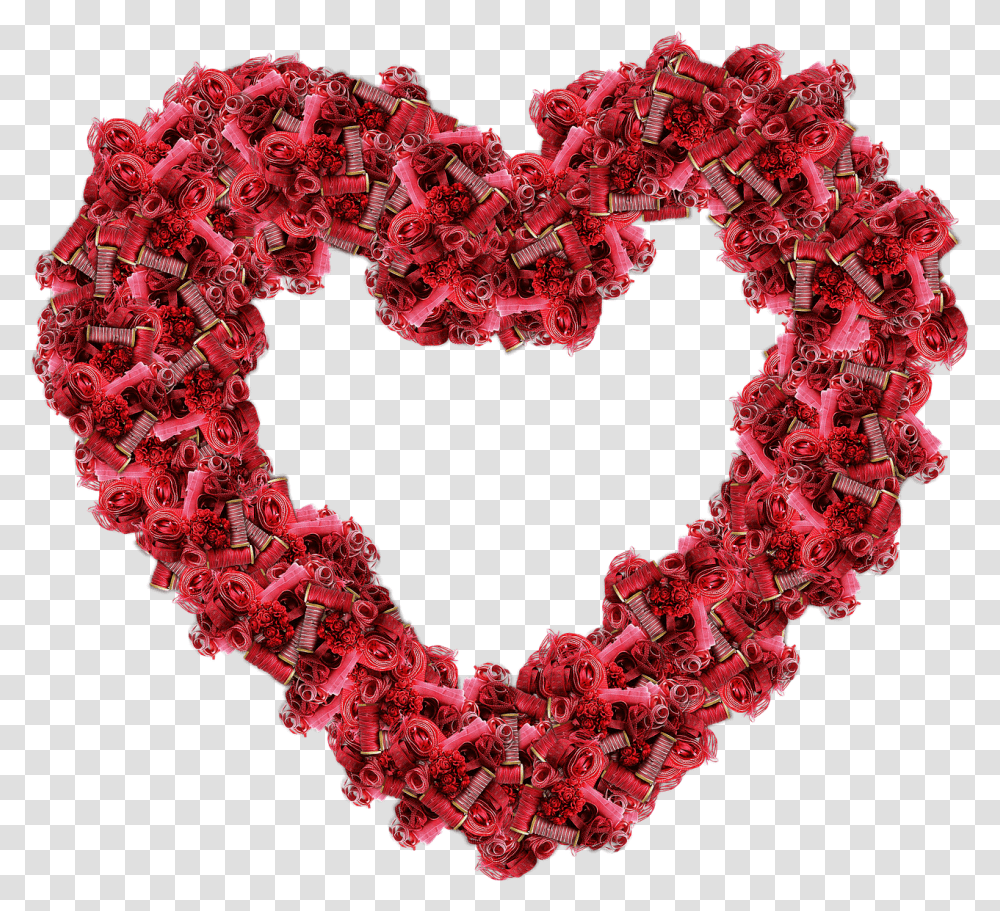 Corazn De Cintas Y Hilo Rojos, Wreath, Heart Transparent Png