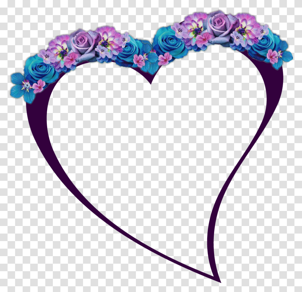 Corazon Adorno Azul Morado Bydeniabejar Deniabejar Background Flower Crown Clipart, Apparel, Hat, Heart Transparent Png