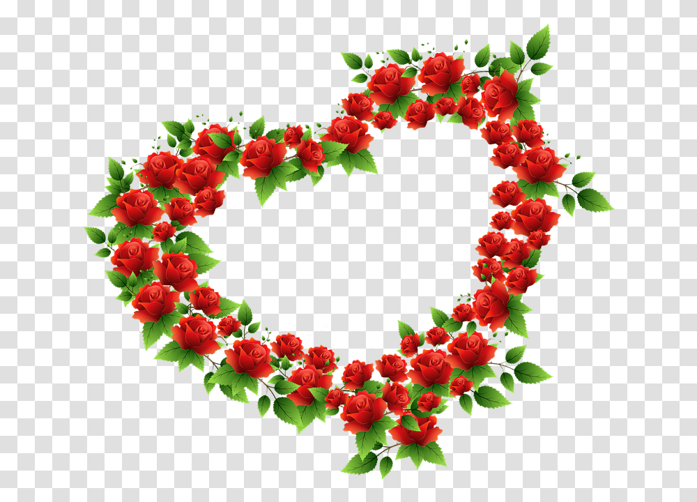 Corazon Con Rosas, Wreath, Flower, Plant, Blossom Transparent Png