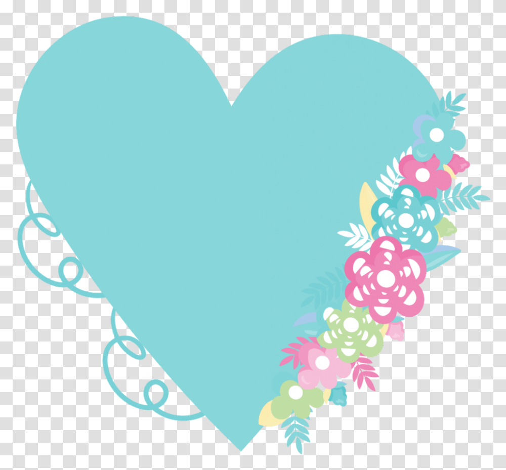 Corazon Flores Vector Stikers Pastel Color Celeste Flores Y Corazon, Heart, Cushion Transparent Png