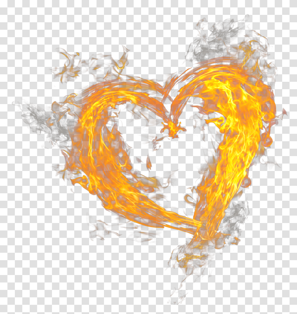 Corazon Fuego Amor Heart Fire Love Heart On Fire, Flame, Bonfire, Fractal, Pattern Transparent Png