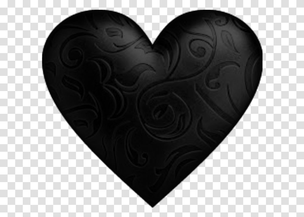 Corazon Negro Valentines Heart Black And White Corazon Negro Hd, Tattoo, Skin, Cushion Transparent Png