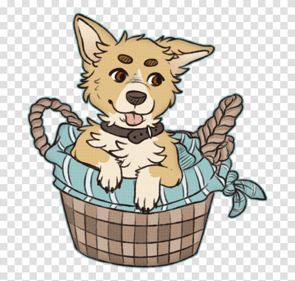 Corgi In A Basket, Pet, Animal, Canine, Mammal Transparent Png