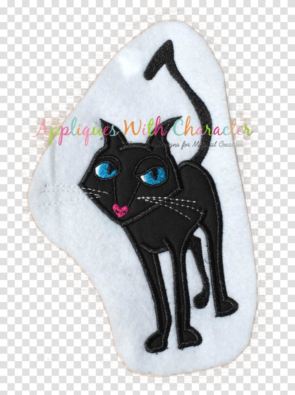 Cori Black Cat Applique Design Black Cat, Pet, Mammal, Animal, Hand Transparent Png