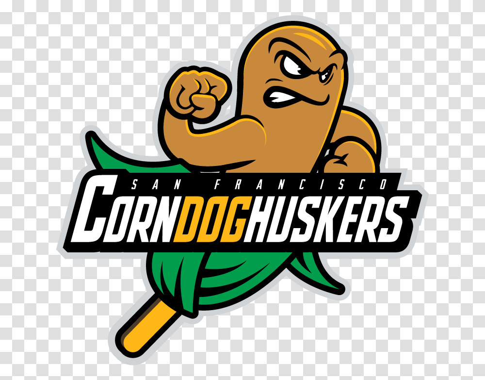 Corndoghuskers Concepts Chris Creamer's Sports Logos Corn Dog Logo, Text, Graphics, Art, Animal Transparent Png