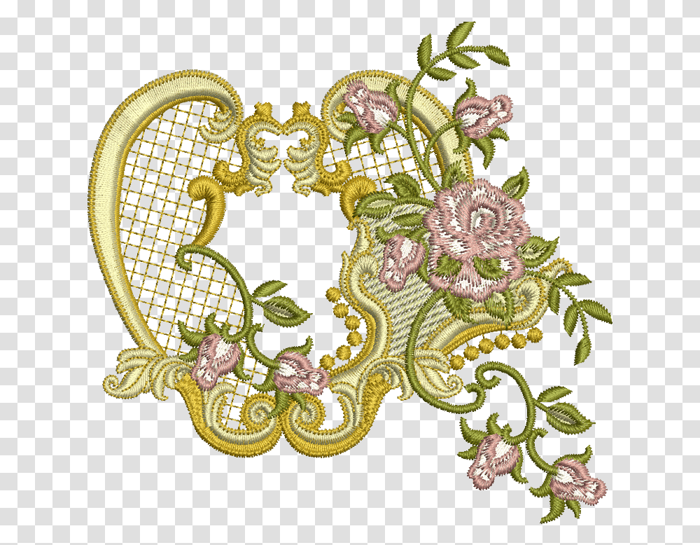 Corner Bird Embroidery Designs Download Free Machine Embroidered Roses, Pattern, Floral Design Transparent Png