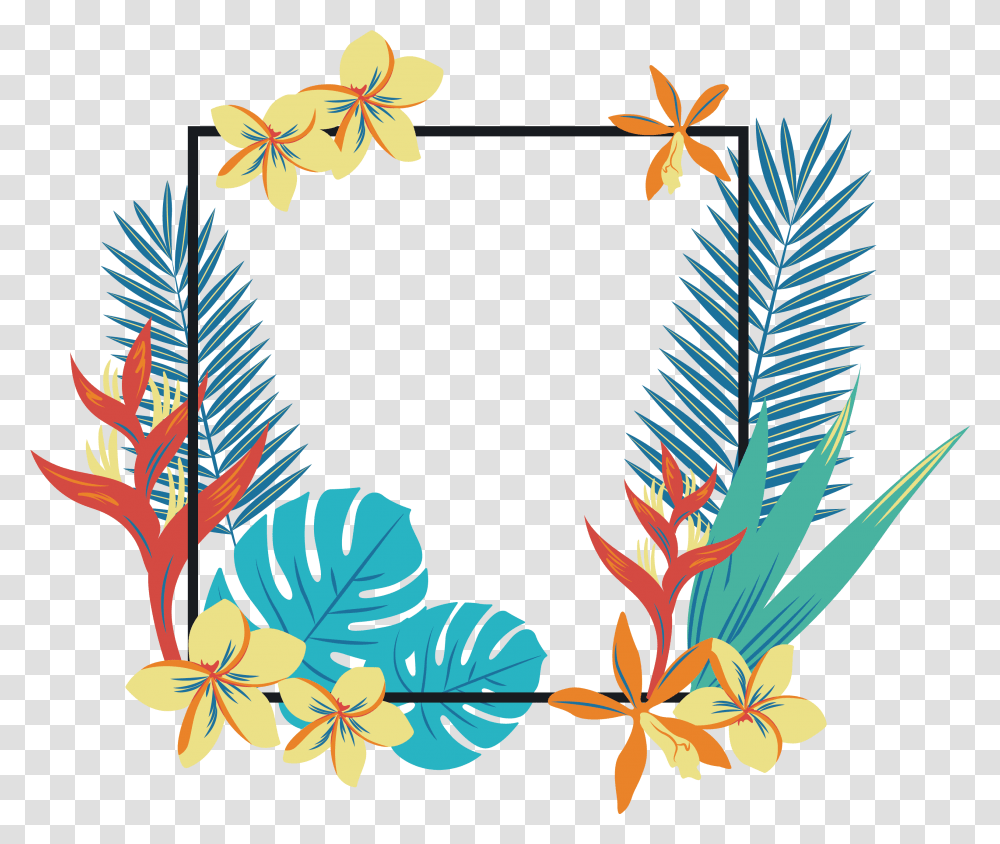 Corner Clipart Geometric Tropical Border, Floral Design, Pattern, Plant Transparent Png