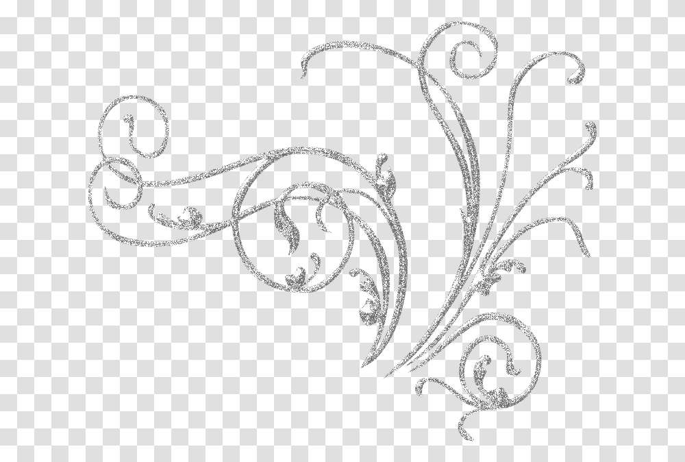 Corner Clipart Glitter Silver Swirls Background, Floral Design, Pattern Transparent Png