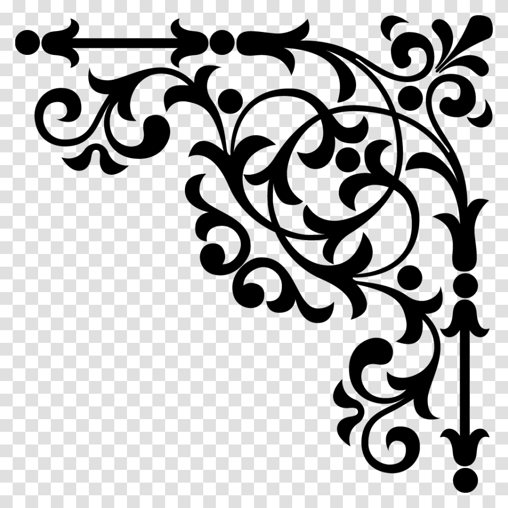 Corner Flourish Black Corner Design, Gray, World Of Warcraft Transparent Png