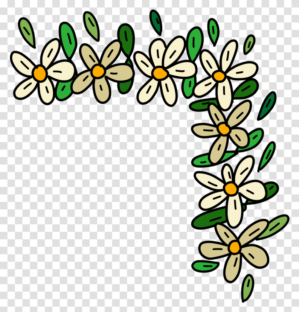 Corner Flowers Daisies Garland, Floral Design, Pattern, Graphics, Art Transparent Png