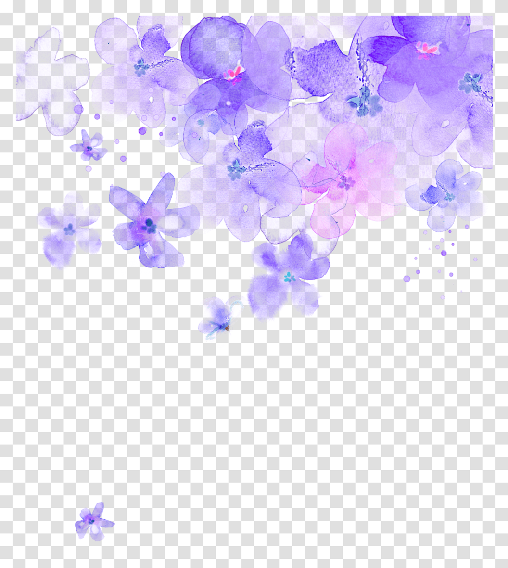 Corner Purple Background Purple Flowers, Pattern, Ornament, Plant, Blossom Transparent Png